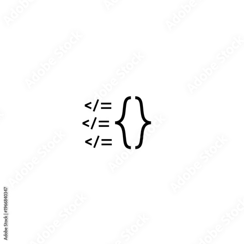 A black and white icon of curly braces and less than or equal to and greater than or equal to symbols