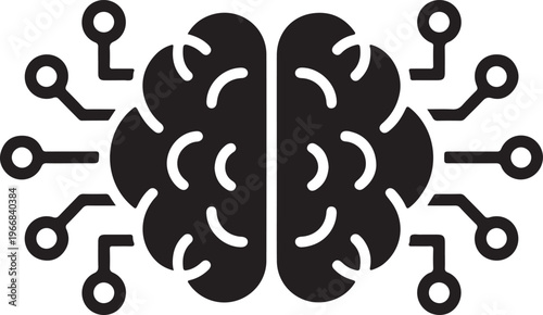 Modern ai brain chip icon silhouette design representing artificial intelligence technology