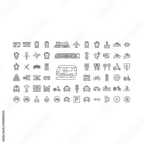 A collection of various transportation related icons Vector