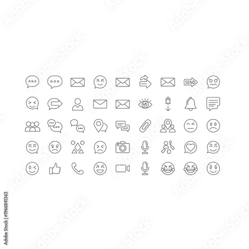 A collection of various communication and social media icons Vector