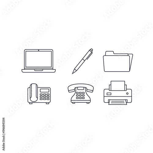 Office supplies and communication devices Vector