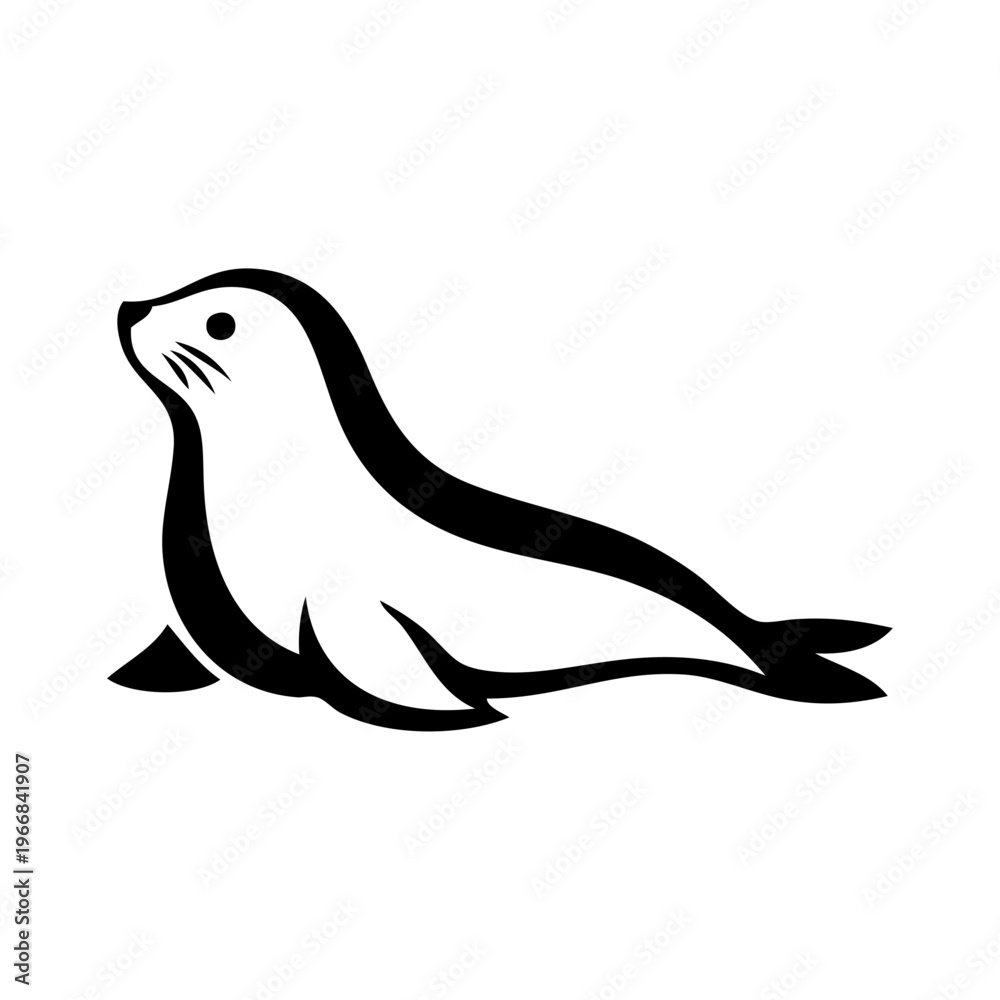Ταπετσαρία Logotipo con dibujo sencillo con líneas de una foca o león marino