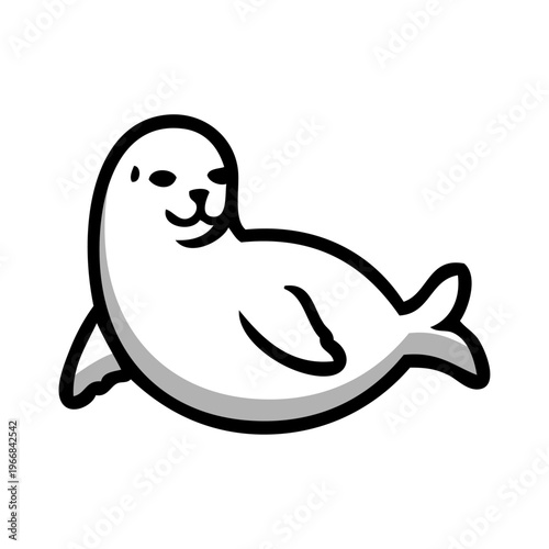 Logotipo con dibujo sencillo con líneas de una foca o león marino 