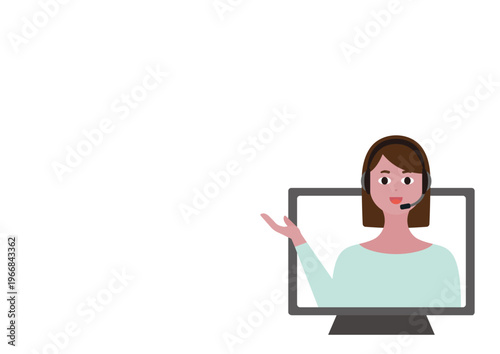 説明をするオペレーターの女性（右）