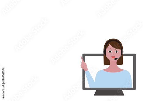 指さし説明をするオペレーターの女性（右）