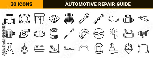 Automotive Maintenance and Mechanical Repair Service Ultra-Minimalist Monoline Geometric Line Art for Commercial Engineering Use