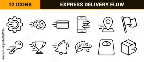 High-End Speed and Performance Tracking Outline Symbols Featuring Ultra-Minimalist Geometric Line Art for Commercial Logistics and Tech Interfaces.