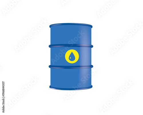 Blue oil barrel icon. Petroleum storage, energy resource, oil drum, gasoline icon and fuel industry. Crude oil barrel isolated on white background.