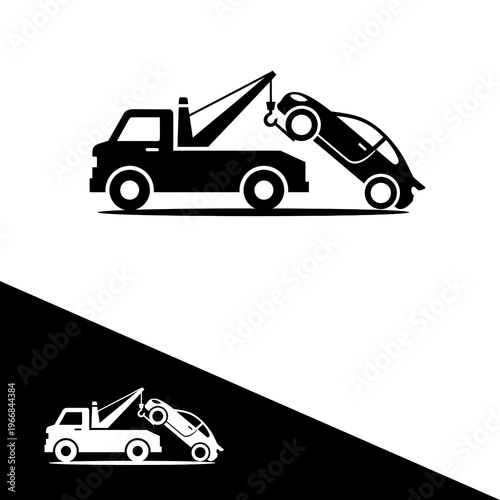 Tow truck recovering a stranded vehicle.