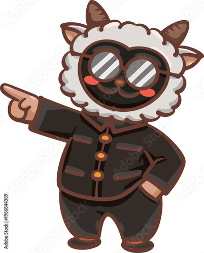 Hand-drawn Cartoon Kung Fu Sheep Series Illustration Materials
