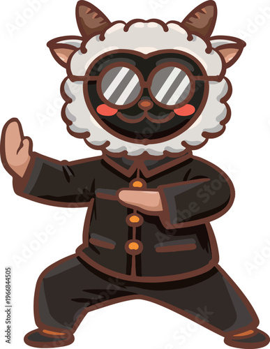 Hand-drawn Cartoon Kung Fu Sheep Series Illustration Materials
