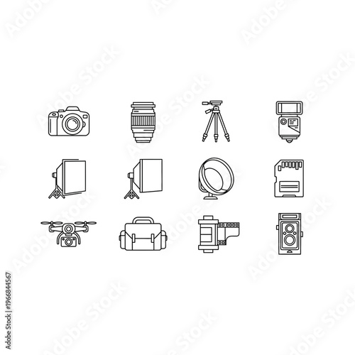 A collection of various photography and video equipment icons