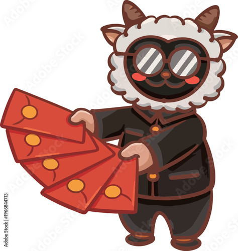 Hand-drawn Cartoon Kung Fu Sheep Series Illustration Materials
