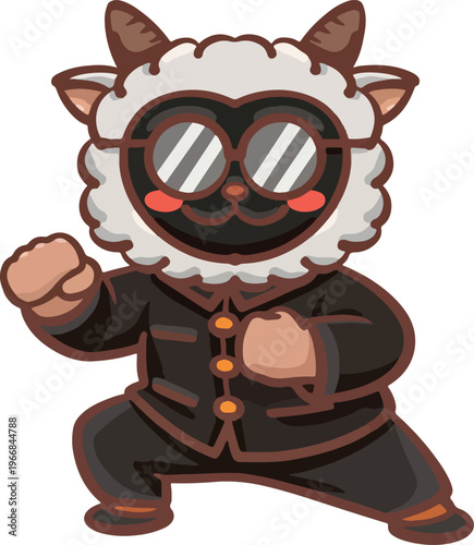Hand-drawn Cartoon Kung Fu Sheep Series Illustration Materials
