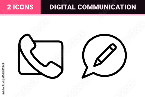 Ultra-Minimalist Monoline Digital Communication and Helpdesk Support Grid for Professional User Interface and Mobile Messaging App Design