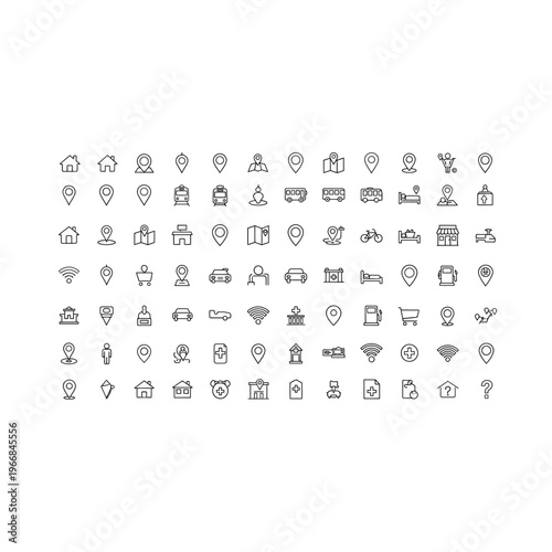 A collection of black letters and symbols on a white background
