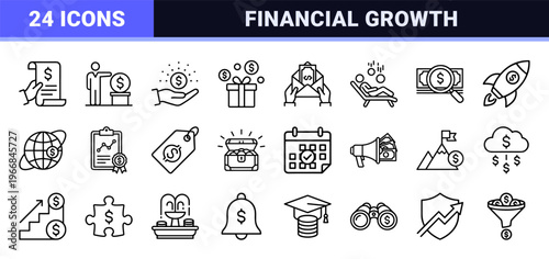 Ultra-minimalist monoline geometric line art representing financial success, wealth growth, passive income, and professional investment strategy.