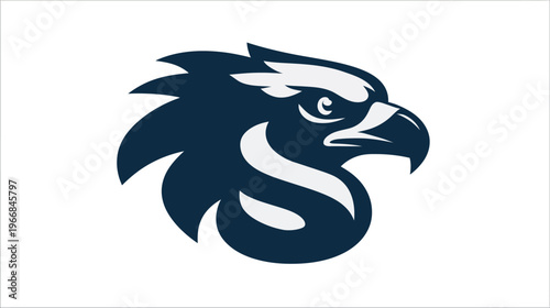 Powerful Stylized Eagle Head Vector Illustration. Fierce Bird of Prey Graphic Design for Emblem, Mascot, and Logo Concepts