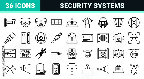 Advanced Surveillance Systems and Security Infrastructure Ultra-minimalist Monoline Geometric Line Art for Commercial Monitoring Networks