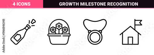 Success and Achievement Ultra-Minimalist Monoline Geometric Line Art for Business Milestones, Career Growth, and Motivational Branding Design.