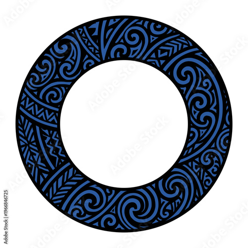 frame decoration of maori or hawaiian ethnical tribe (round circle) artwork 1