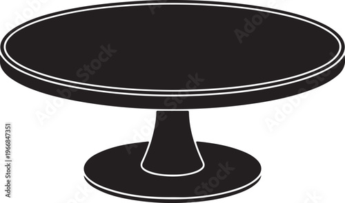 Round dinner table or circular diner table flat vector icon for apps and websites