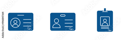 Id card icon set isolated on white background. Identification card icon. Identity document vector. Pass card identity. Face ID card. Identification card, driver's license icon. Pass card identity.