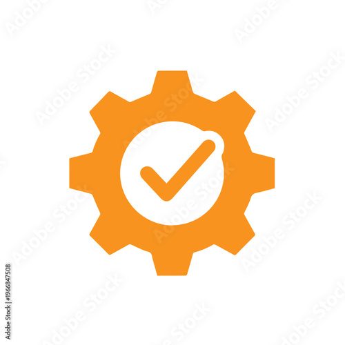 A green cogwheel graphic containing a prominent white checkmark signifies an accepted status or successful configuration update for.