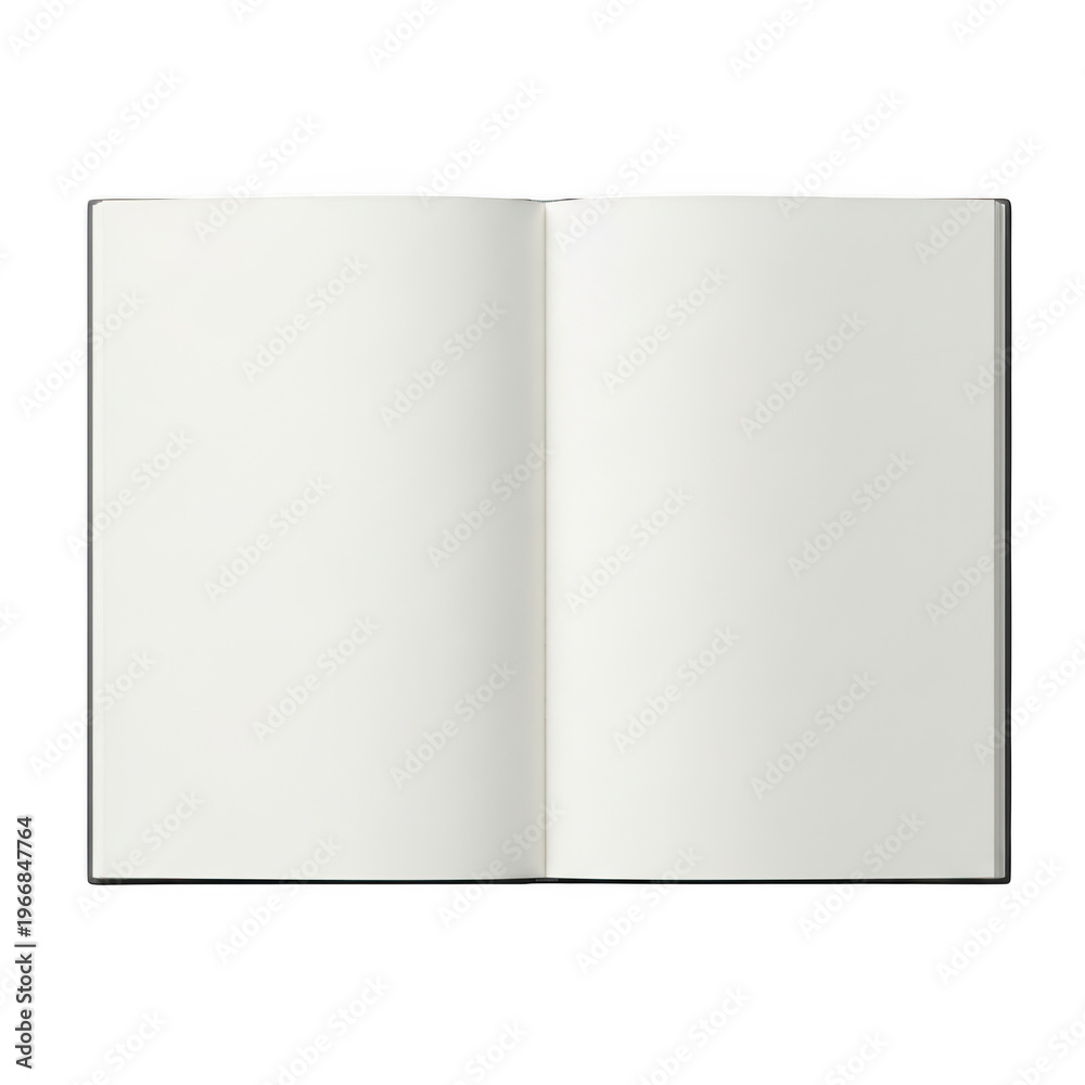 Naklejka premium Open blank book with empty pages isolated on transparent background