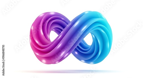 Colorful 3D Infinity Symbol Loop Shape Design Isolated on Transparent Background