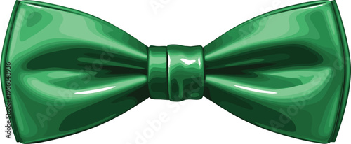 Elegant green satin bow tie vector with glossy silk texture for formal wear and fashion design