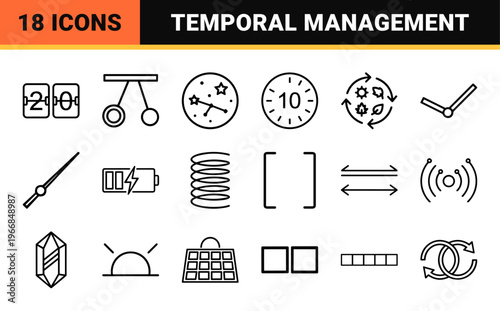Monoline Chronometry and Temporal Management Graphics with Ultra-Minimalist Geometric Outlines for Professional Scheduling Applications