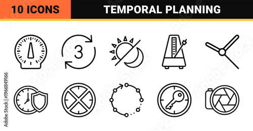 Time Management Chronometry UI Design Kit Ultra-Minimalist Geometric Line Art Monoline Chronometer Stopwatch Productivity Elements