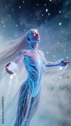 generated animation. Mystical cyber Ascension	