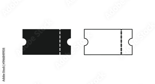 black and white tickets with perforated line Vector