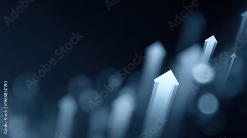 Digital interface showing GDP growth bars and upward arrows, economic expansion concept