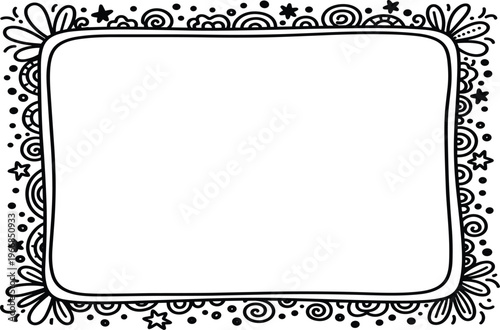 Tableau sur toile Hand drawn doodle frame vector with stars and spirals border for bullet journal