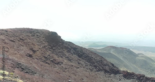 Gorgeous landscape view of the dark volcanic hills near Etna Volcano, Sicily, 4k
