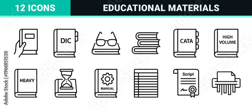 Academic Literature and Professional Documentation Ultra-Minimalist Monoline Outline Symbols for Publishing and Educational Software Interfaces