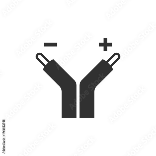 Positive and negative electrical connectors icon. Battery polarity and electric terminals. Monochrome black and white symbol