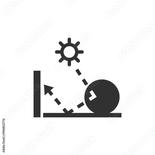 Ray tracing rendering icon. Light reflection and global illumination concept. Monochrome black and white symbol