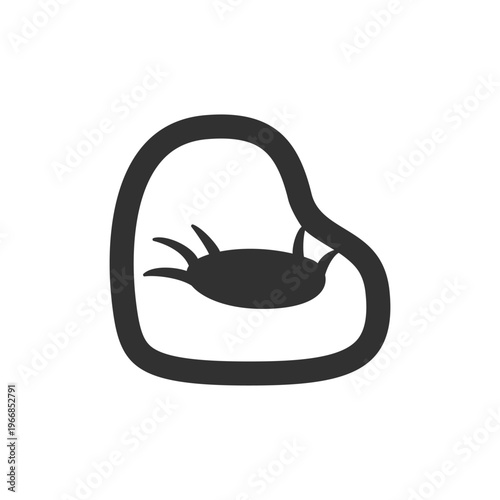 Soft bean bag chair icon. Casual lounge seating furniture. Monochrome black and white symbol