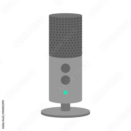 Sleek vertical smart microphone and speaker for desktop voice input AI assistant integration and podcasting to optimize remote work productivity and smart home automation.