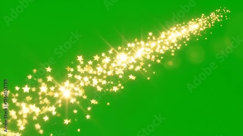 A video showcasing a mesmerizing display of sparkling golden glitter on a vibrant green background, perfect for adding a touch of magic to any project