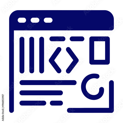 Vector of a web browser window with coding elements and symbols