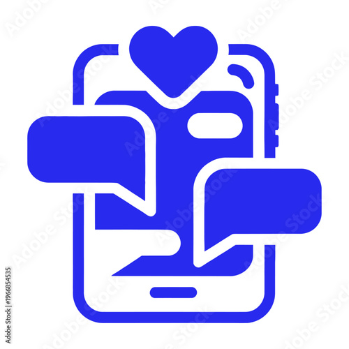 Blue vector of a smartphone with message speech bubbles and a heart icon