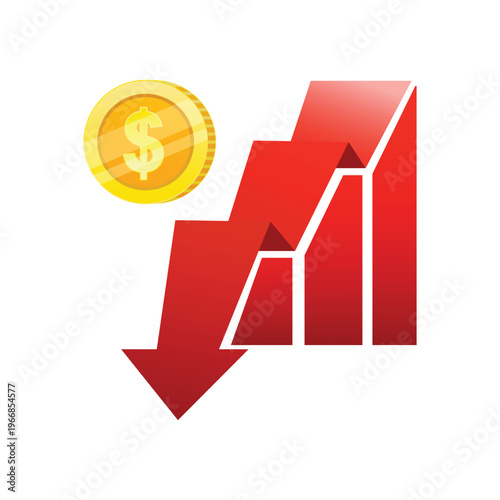 Currency Decrease Arrow Vector Illustration