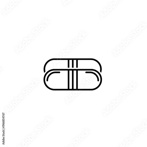 A black line drawing of a capsule
