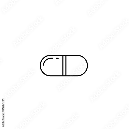 A black and white drawing of a capsule pill