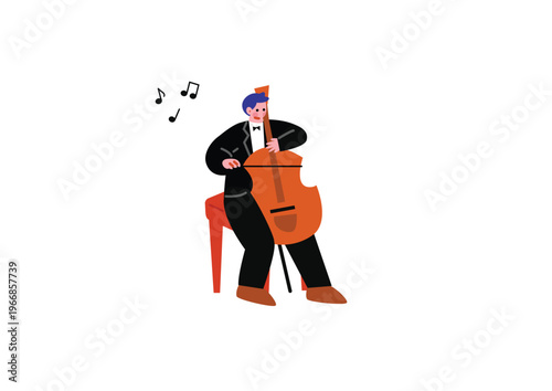 チェロを演奏する男性のイラスト